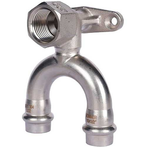 Пресс-водорозетка проходной Rommer ф15х1/2" ВПр-ВР нержавеющая сталь