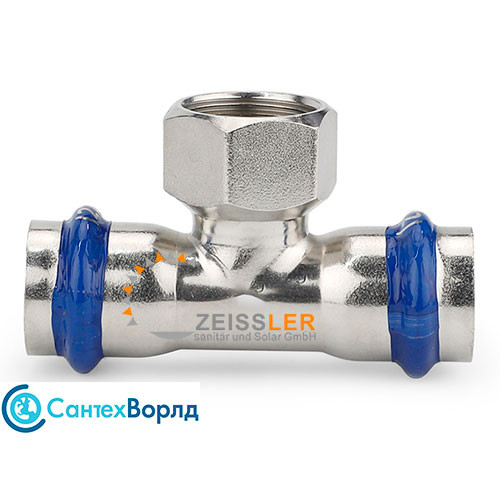 Пресс-тройник Zeissler ф42х1/2" ВПр-ВР из нержавеющей стали