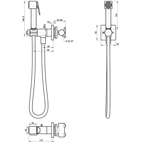 Смеситель прогрессивный с гигиеническим душем GB005BG Grocenberg графит