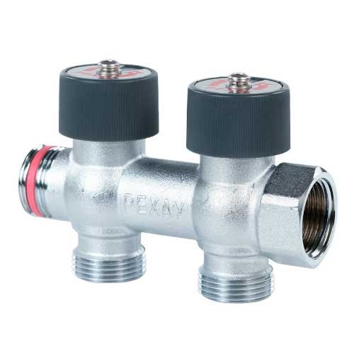 Коллектор на 2 контура 3/4"х3/4" Pexay регулируемый