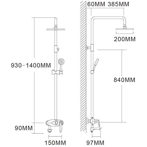 Душевая система GB7001BL Grocenberg чёрный матовый