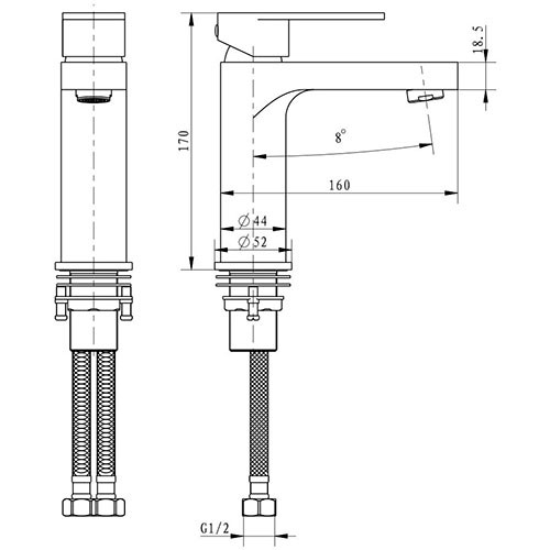 Смеситель для раковины GB1011BG Grocenberg графит