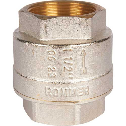 Клапан обратный пружинный 1 1/2" Rommer с металлическим седлом