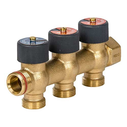 Коллектор на 3 контура бронза 3/4"х3/4" Zeissler регулируемый