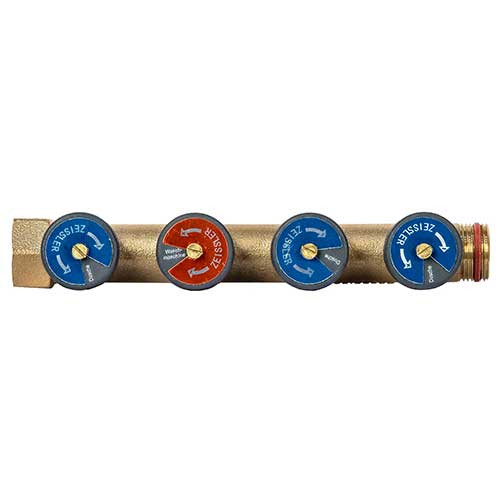 Коллектор на 4 контура бронза 3/4"х3/4" Zeissler регулируемый