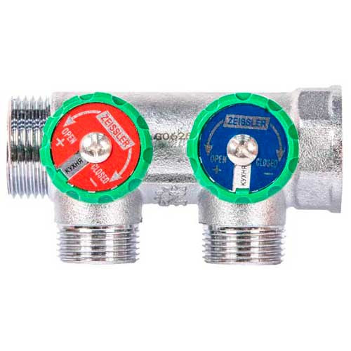 Коллектор на 2 контура 1"х3/4" Zeissler евроконус