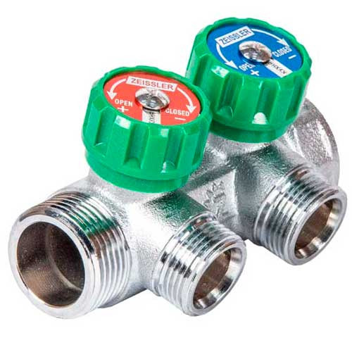 Коллектор на 2 контура 1"х3/4" Zeissler евроконус