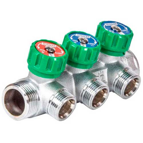 Коллектор на 3 контура 1"х3/4" Zeissler евроконус