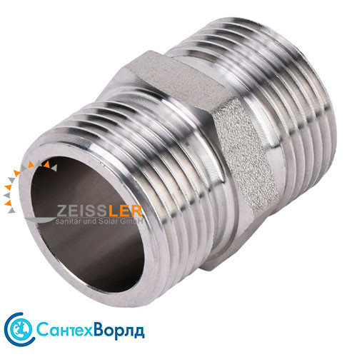 Ниппель нержавеющая сталь Zeissler 3/4" НР-НР