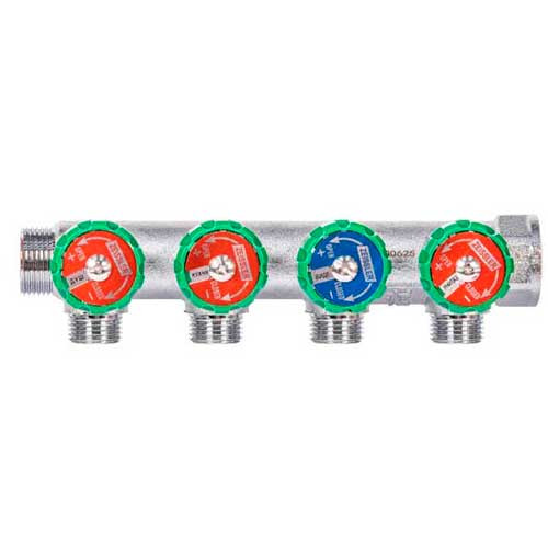 Коллектор на 4 контура 1"х3/4" Zeissler евроконус