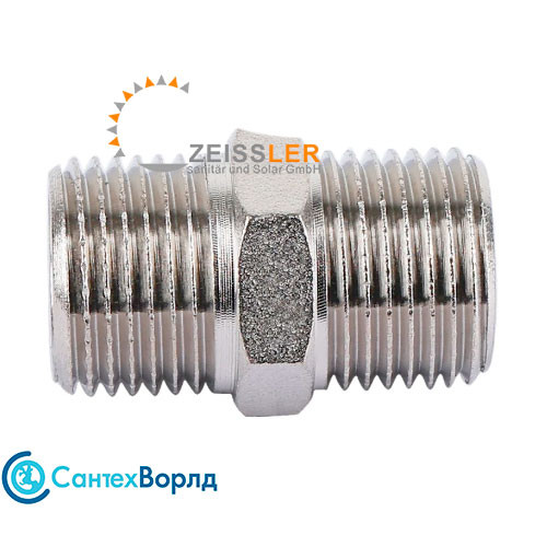 Ниппель усиленный Zeissler НР-НР ф3/4" никелированный