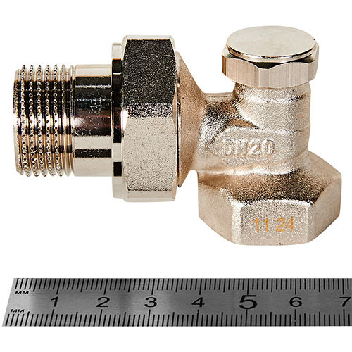 Клапан запорно-балансировочный угловой 3/4" ВР/НР Rommer