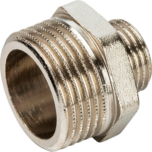 Ниппель переходной никелированный Stout 1 1/2"х1" НР-НР