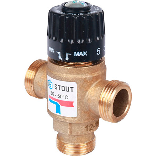 Термостатический клапан НР 1" 20-43°С KV 2.5 м3/ч Stout