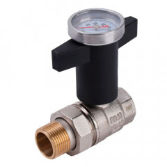 Кран шаровой c термометром Zeissler 3/4" НВ американка с пластмассовым маховиком
