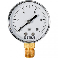 Манометр Stout 1/4" радиальный 50 мм 0-10 бар