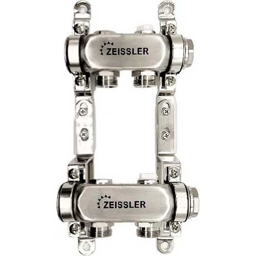 Коллекторная группа без запорных клапанов 2 выхода Zeissler из нержавеющей стали