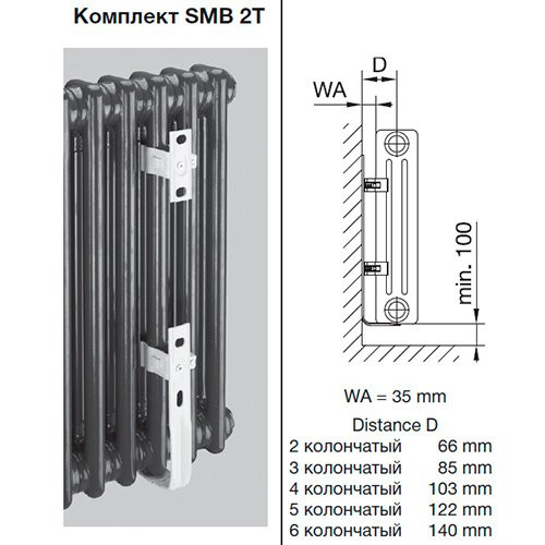 Комплект кронштейнов SMB2T Zehnder