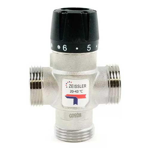 Термостатический смесительный клапан НР 3/4" 20-43°С KV 1.6 м3/ч Zeissler