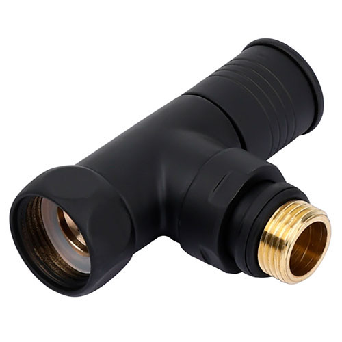 Вентиль угловой круглый Tim 3/4" ВР х 1/2" НР черный для полотенцесушителя