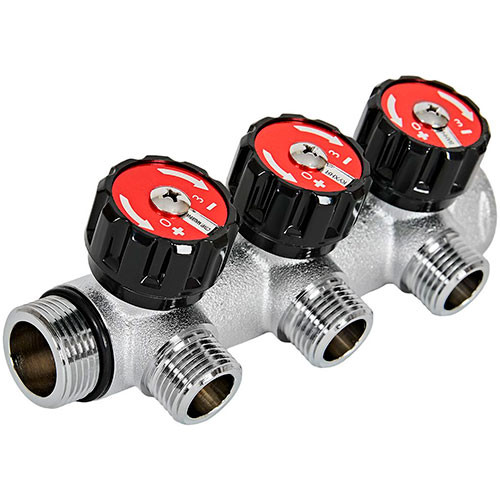 Коллектор на 3 контура Rommer 3/4"х1/2" под плоскую прокладку
