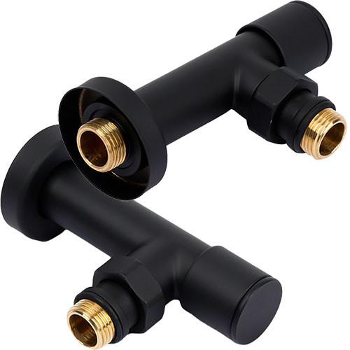 Вентиль угловой Tim 1/2" НР х 1/2" НР черный для полотенцесушителя