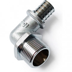 Уголок HillMan ф20 мм х НР 1/2" никелированный