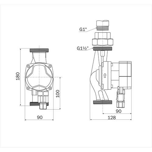 Энергоэффективный насос Aquario Prime-A1 32-8 180 с гайками