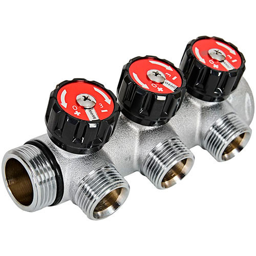 Коллектор на 3 контура Rommer 1"х3/4" евроконус