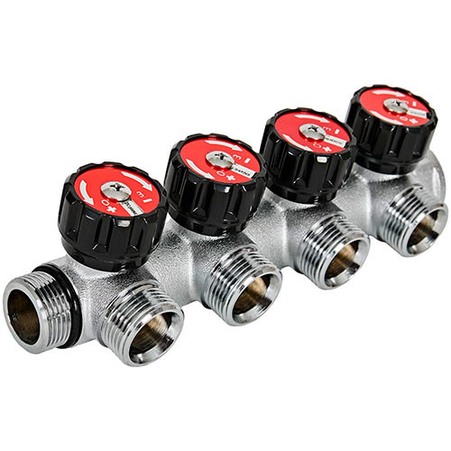 Коллектор на 4 контура Rommer 3/4"х3/4" евроконус