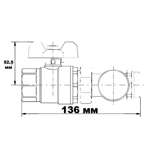 Кран шаровой Tim M308-4 Вр/Нр ф1" с полусгоном и термометром (пара)