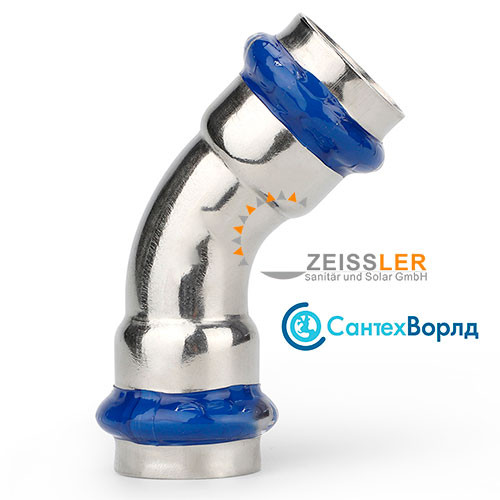Пресс-угольник Zeissler ф28х45° ВПр-ВПр из нержавеющей стали
