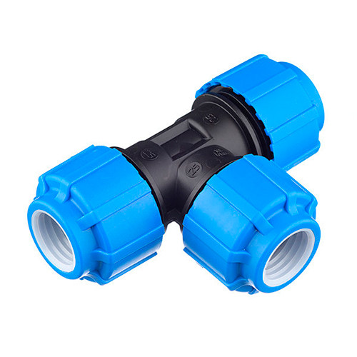 Тройник равнопроходной компрессионный Политэк ф63мм для ПНД труб